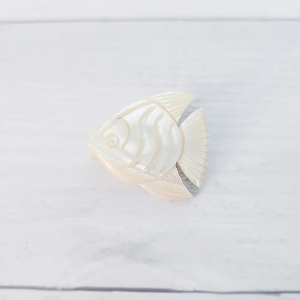 Vintage Brooch - Carved Mother of Pearl Fish Brooch